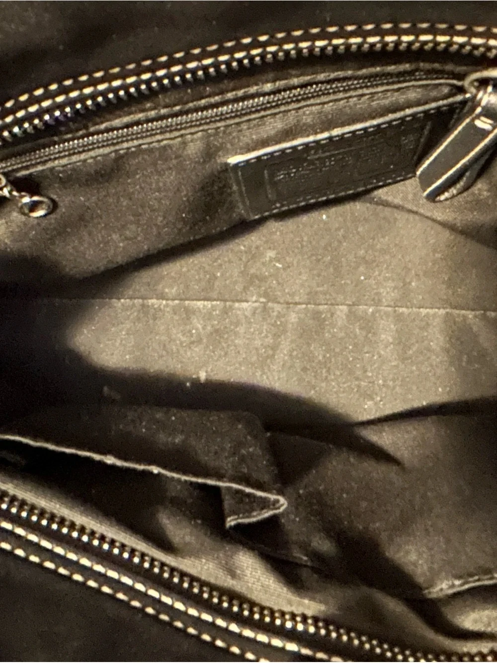 Coach Vintage Classic Black Leather Tote Bag with Contrast Stitching